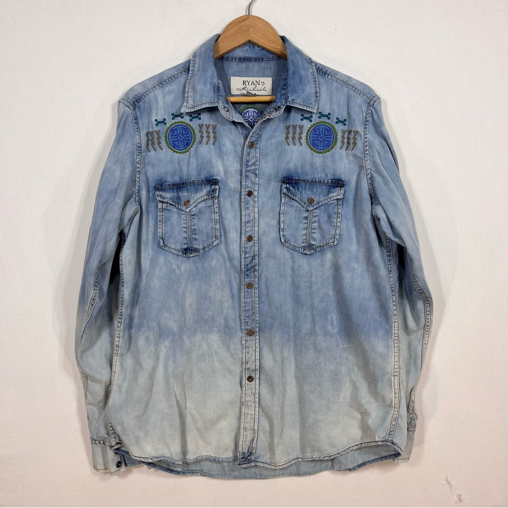 Custom Embroidered Denim Pearl Snap